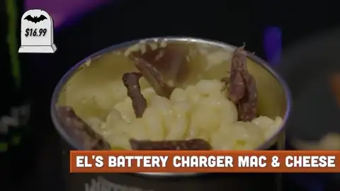 Battery charger mac and cheese at Stranger Things area