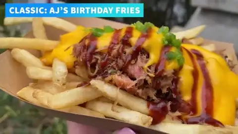 Pulled pork and cheese fries at Flame Tree Barbecue