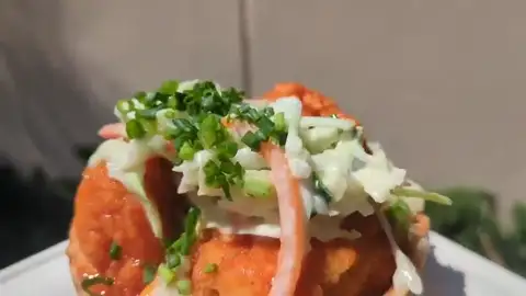 Buffalo chicken waffle bowl at Fairfax Fare