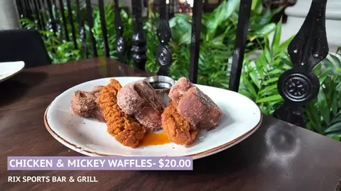 Chicken and Mickey churro waffles at Rix Sports Bar & Grill