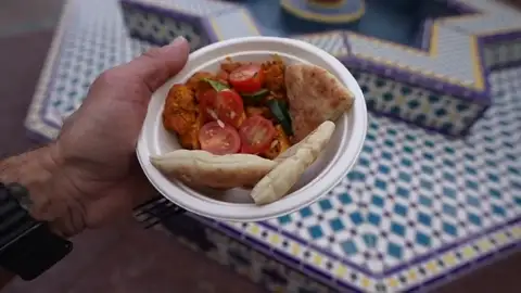 Cauliflower chickpea bowl with pita at Morocco