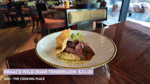 Braised wild boar tenderloin at Jiko