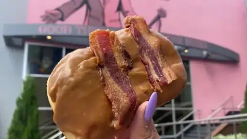 Bacon maple bar at Voodoo Doughnut