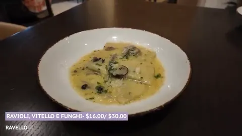 Veal and mushroom ravioli at Ravello