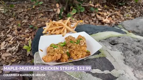 Maple mustard chicken strips at Columbia Harbor House