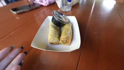 Cheeseburger spring rolls at Adventureland Spring Roll Cart