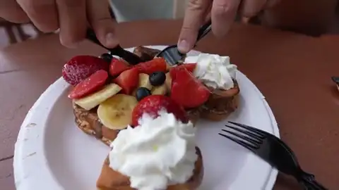 Mickey waffle with hazelnut spread and fruit at Sleepy Hollow Refreshments