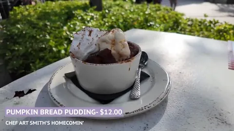 Pumpkin bread pudding at Homecoming