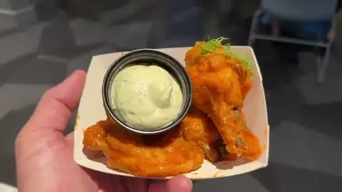 Pickled cucumber buffalo wings with dill ranch at Brew Wing Lab