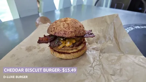 Cheddar biscuit burger at D-Luxe Burger