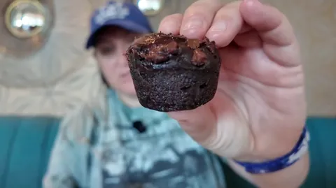 Raspberry chocolate muffin at Chronos Club